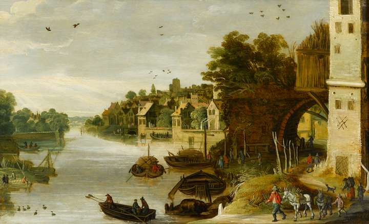 Landscape by a Riverside Town, said to be Treviso